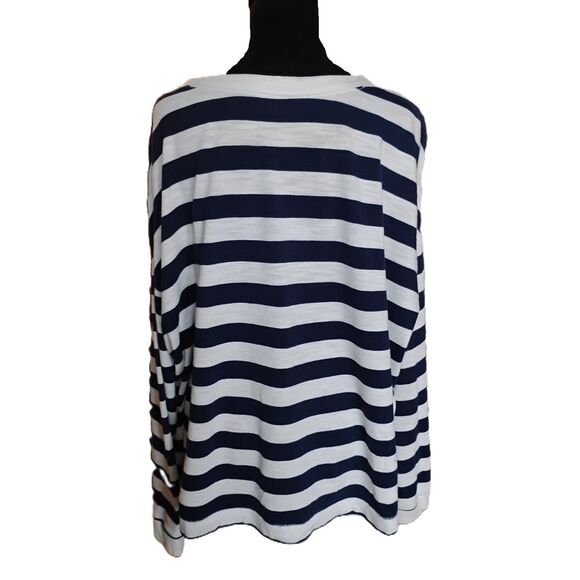 Old Navy, The Easy Tee Women's Size XXL Blue & White Stripped Long Sleeved Tee - Picture 2 of 9
